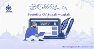 Beautiful Arabic calligraphy of Surah Al-Waqiah on a textured parchment, representing spiritual abundance.