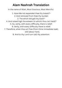 Surah Alam Nashrah English Translation pdf pdf