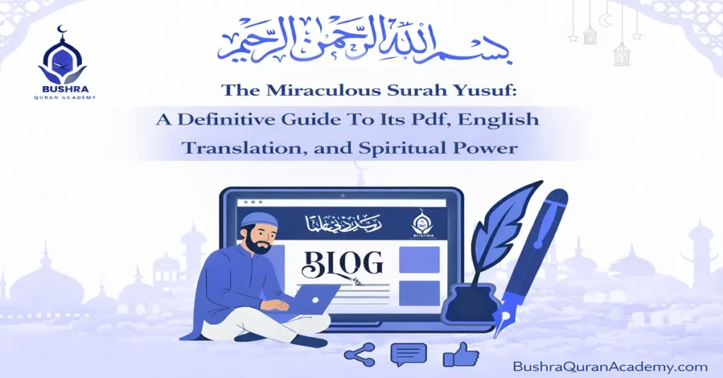 Artistic Arabic calligraphy of Surah Yusuf verse on a background representing ancient Egypt and divine light.