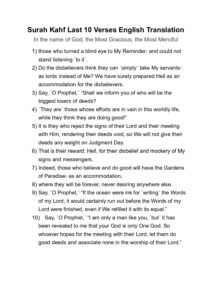 Surah Kahf Last 10 Verses English Translation Pdf pdf