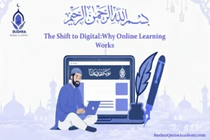 A diverse group of people using tablets and laptops to illustrate why online learning works in a modern, digital environment.