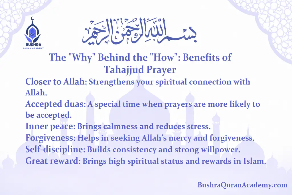 A serene person engaged in late-night worship in a dimly lit room, symbolizing the deep spiritual benefits of Tahajjud prayer and personal reflection.