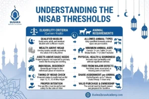 A detailed infographic explaining the gold and silver nisab thresholds for accurate online Zakat calculation.